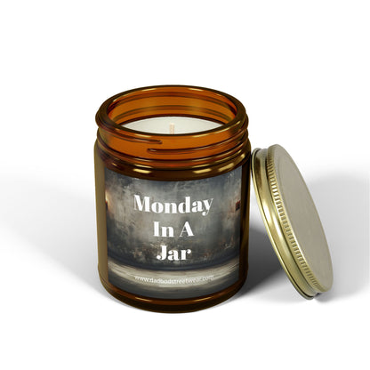 Monday in a Jar Dad Bod Streetwear Joke Scented Candles, Coconut Apricot Wax (4oz, 9oz)