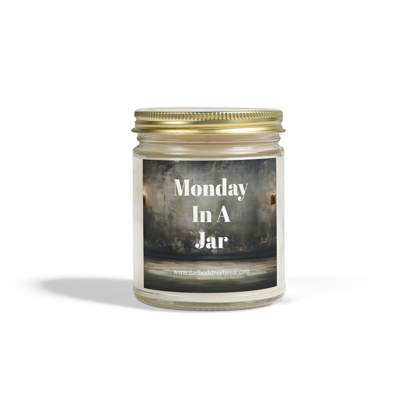 Monday in a Jar Dad Bod Streetwear Joke Scented Candles, Coconut Apricot Wax (4oz, 9oz)