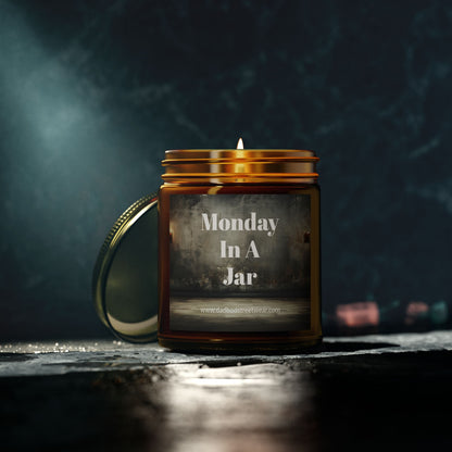 Monday in a Jar Dad Bod Streetwear Joke Scented Candles, Coconut Apricot Wax (4oz, 9oz)