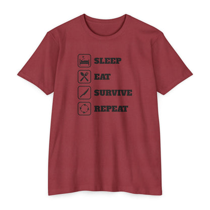 Sleep - Eat - Survive - Repeat Dad Bod Joke Jersey T-shirt