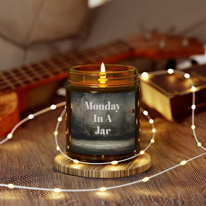 Monday in a Jar Dad Bod Streetwear Joke Scented Candles, Coconut Apricot Wax (4oz, 9oz)