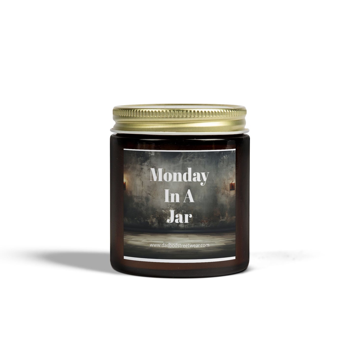 Monday in a Jar Dad Bod Streetwear Joke Scented Candles, Coconut Apricot Wax (4oz, 9oz)