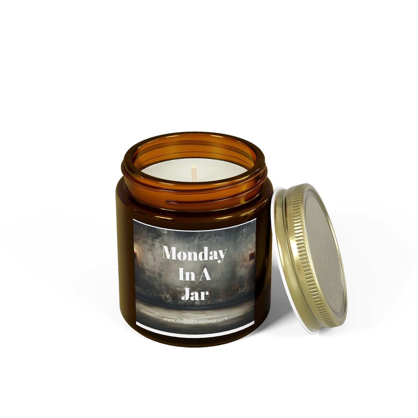 Monday in a Jar Dad Bod Streetwear Joke Scented Candles, Coconut Apricot Wax (4oz, 9oz)