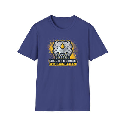 Call of Doodie Crib Security Team Dad Bod Joke Unisex Softstyle T-Shirt - Dad Bod Streetwear - 