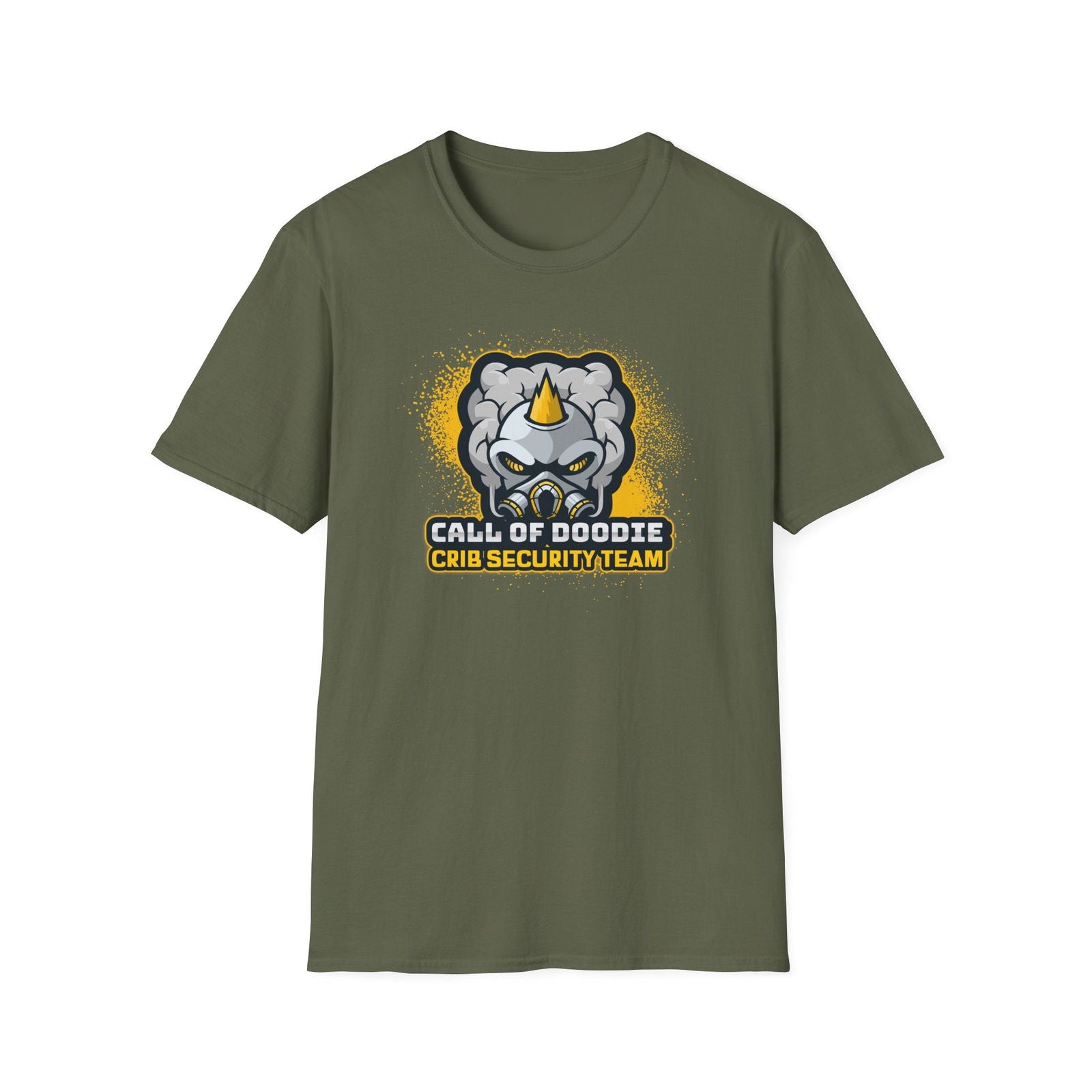 Call of Doodie Crib Security Team Dad Bod Joke Unisex Softstyle T-Shirt - Dad Bod Streetwear - 