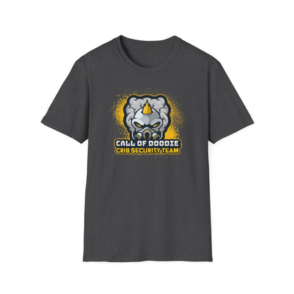 Call of Doodie Crib Security Team Dad Bod Joke Unisex Softstyle T-Shirt - Dad Bod Streetwear - 