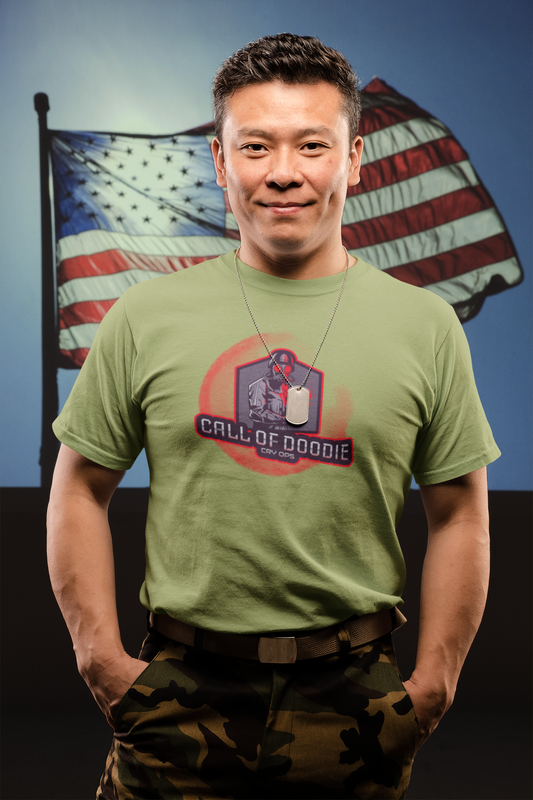 Call of Doodie Cry Ops Dad Bod Joke Unisex Softstyle T-Shirt - Dad Bod Streetwear - 