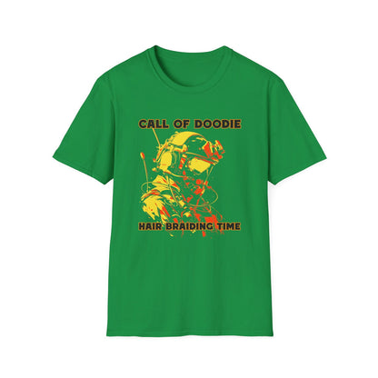 Call of Doodie: Hair Braiding Time Dad Joke T-Shirt – Funny Parenting Shirt