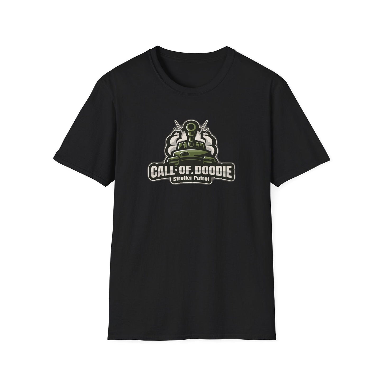 Call of Doodie Stroller Patrol Dad Bod Joke Unisex Softstyle T-Shirt - Dad Bod Streetwear - 
