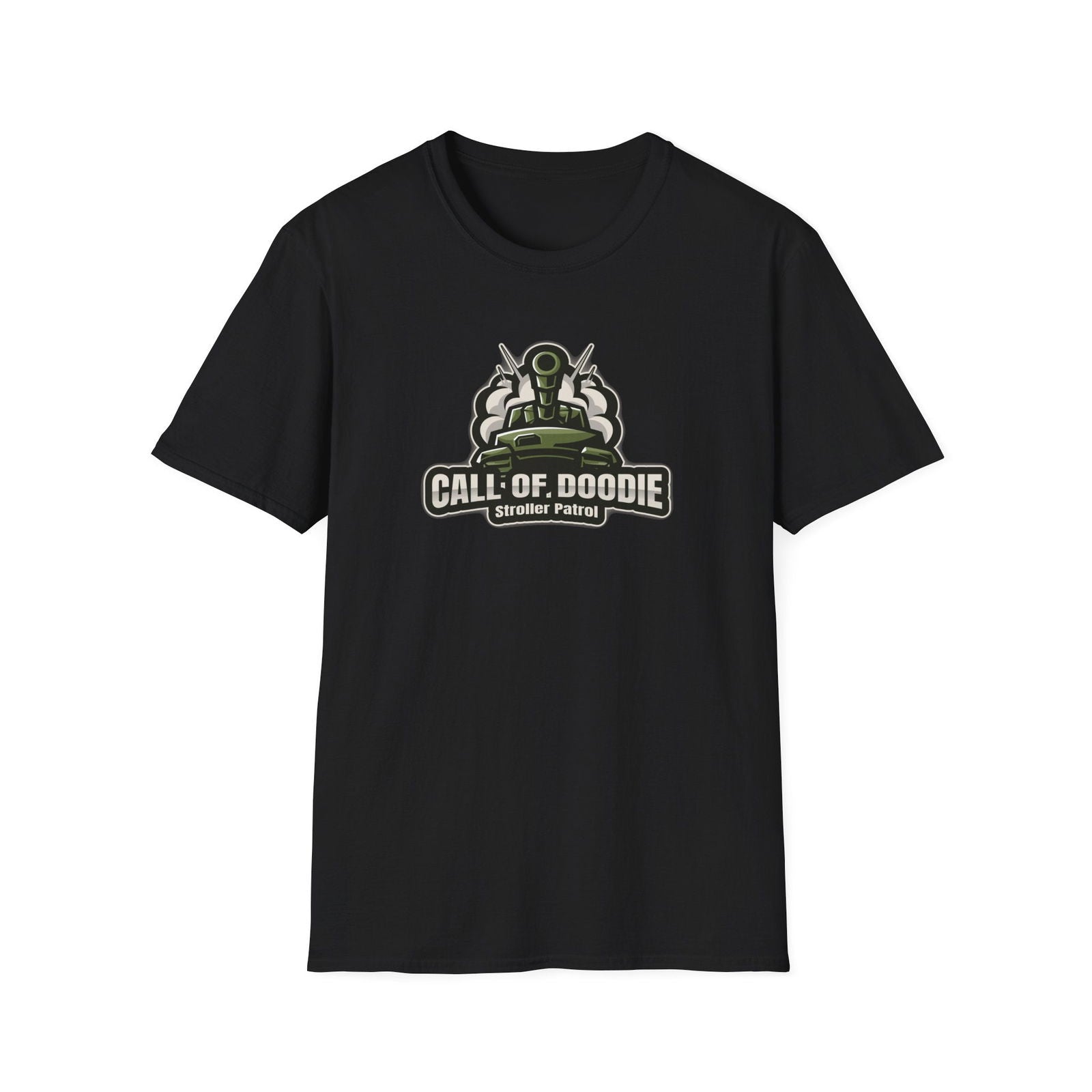 Call of Doodie Stroller Patrol Dad Bod Joke Unisex Softstyle T-Shirt - Dad Bod Streetwear - 