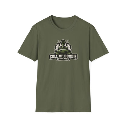 Call of Doodie Stroller Patrol Dad Bod Joke Unisex Softstyle T-Shirt - Dad Bod Streetwear - 