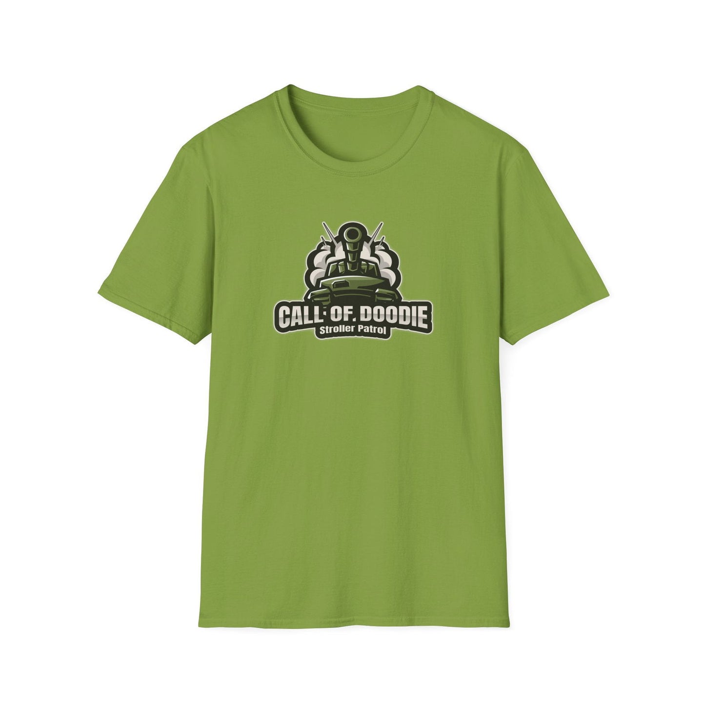 Call of Doodie Stroller Patrol Dad Bod Joke Unisex Softstyle T-Shirt - Dad Bod Streetwear - 