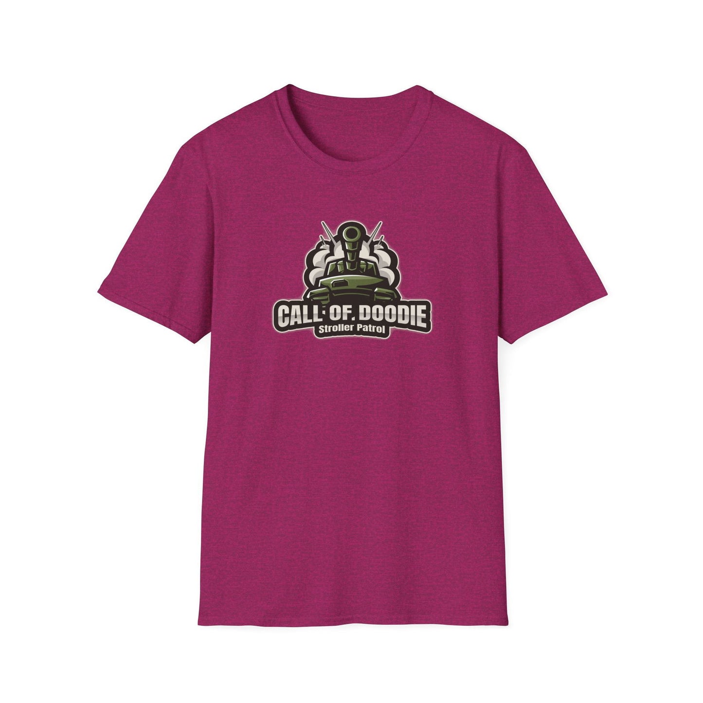 Call of Doodie Stroller Patrol Dad Bod Joke Unisex Softstyle T-Shirt - Dad Bod Streetwear - 