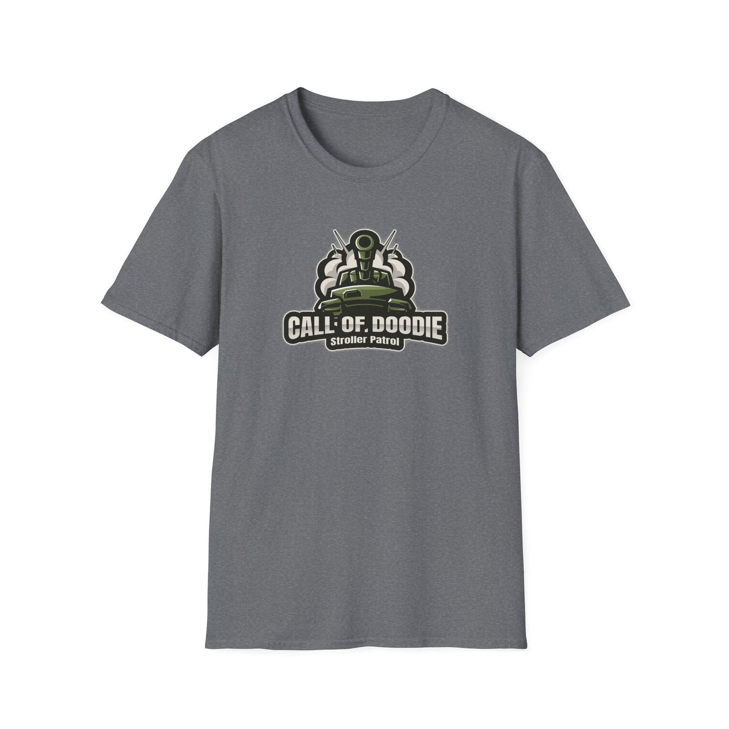 Call of Doodie Stroller Patrol Dad Bod Joke Unisex Softstyle T-Shirt - Dad Bod Streetwear - 