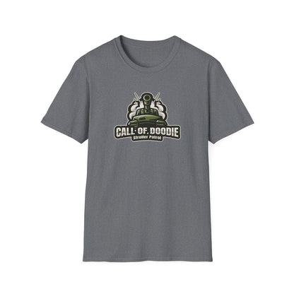 Call of Doodie Stroller Patrol Dad Bod Joke Unisex Softstyle T-Shirt - Dad Bod Streetwear - 