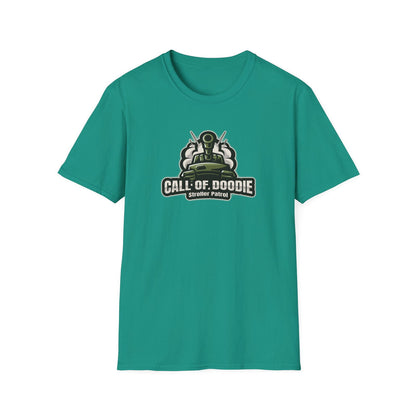Call of Doodie Stroller Patrol Dad Bod Joke Unisex Softstyle T-Shirt - Dad Bod Streetwear - 