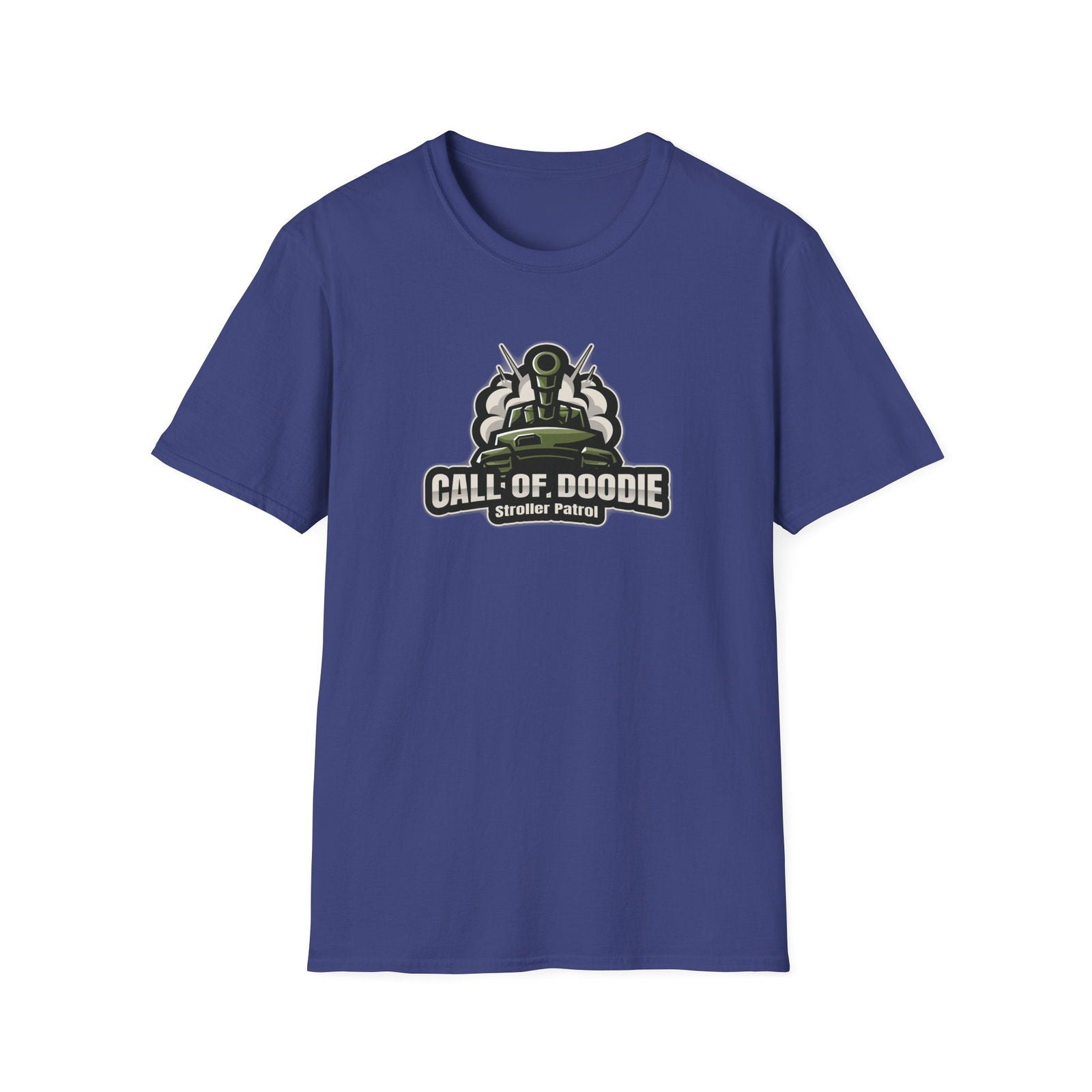 Call of Doodie Stroller Patrol Dad Bod Joke Unisex Softstyle T-Shirt - Dad Bod Streetwear - 
