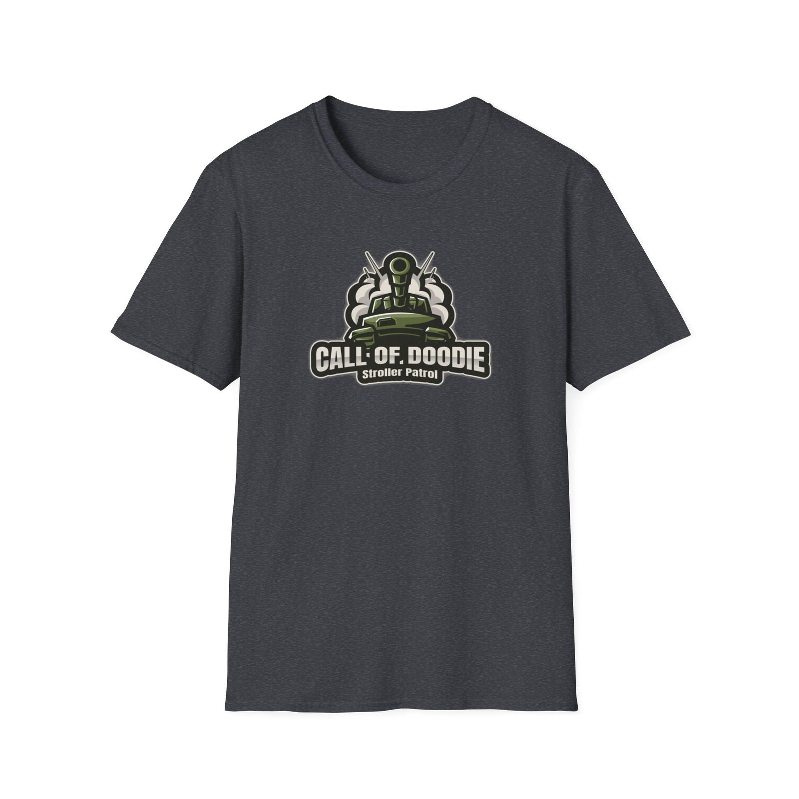Call of Doodie Stroller Patrol Dad Bod Joke Unisex Softstyle T-Shirt - Dad Bod Streetwear - 