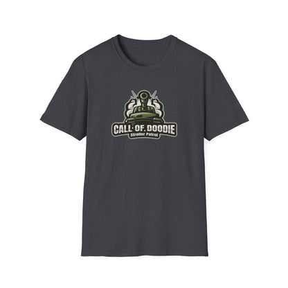 Call of Doodie Stroller Patrol Dad Bod Joke Unisex Softstyle T-Shirt - Dad Bod Streetwear - 