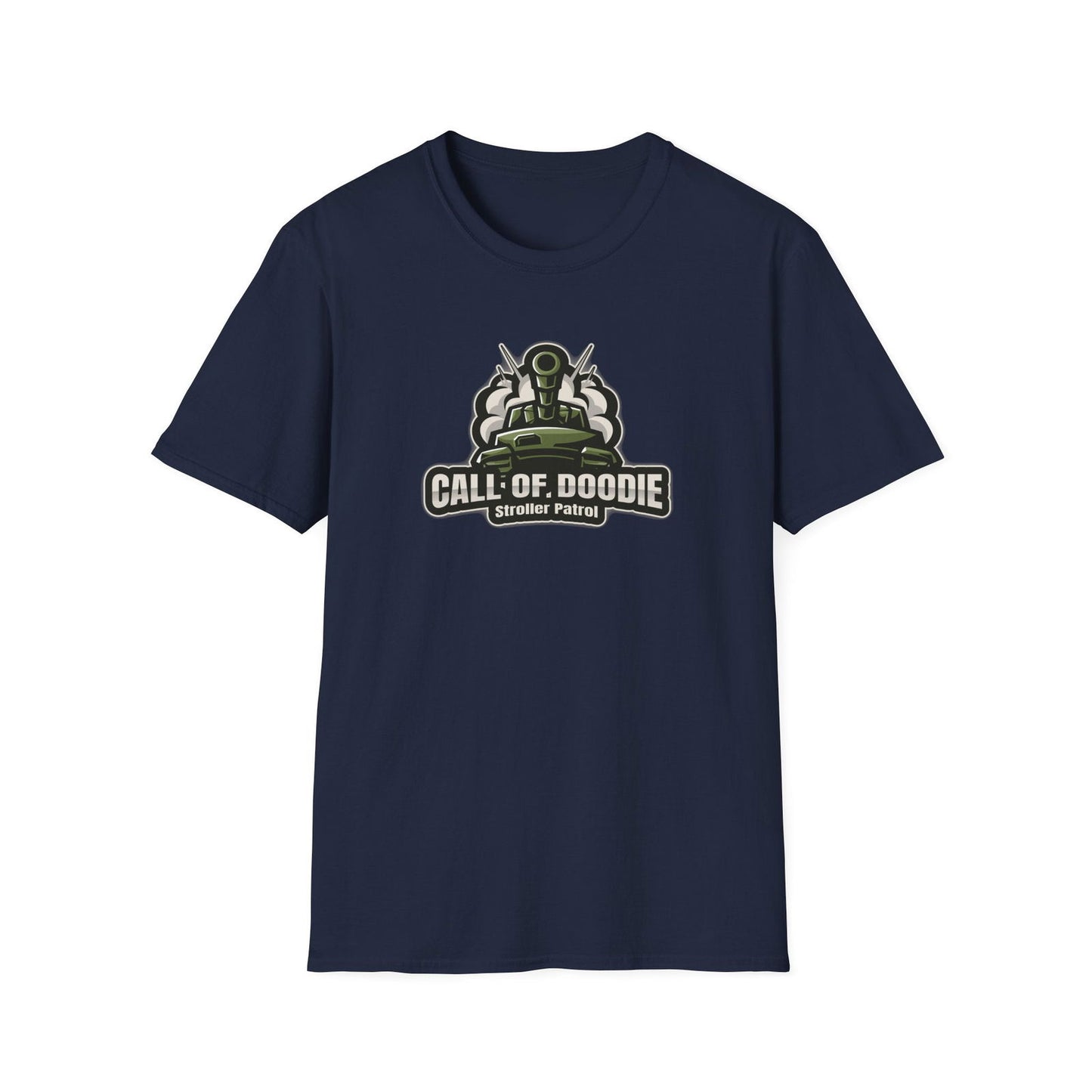 Call of Doodie Stroller Patrol Dad Bod Joke Unisex Softstyle T-Shirt - Dad Bod Streetwear - 