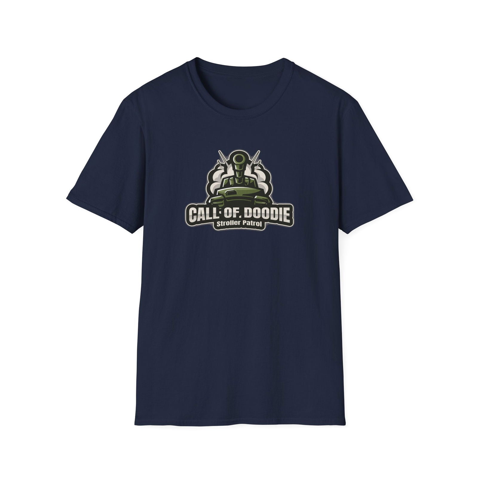 Call of Doodie Stroller Patrol Dad Bod Joke Unisex Softstyle T-Shirt - Dad Bod Streetwear - 
