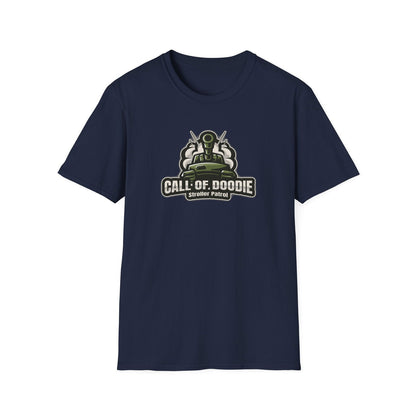 Call of Doodie Stroller Patrol Dad Bod Joke Unisex Softstyle T-Shirt - Dad Bod Streetwear - 