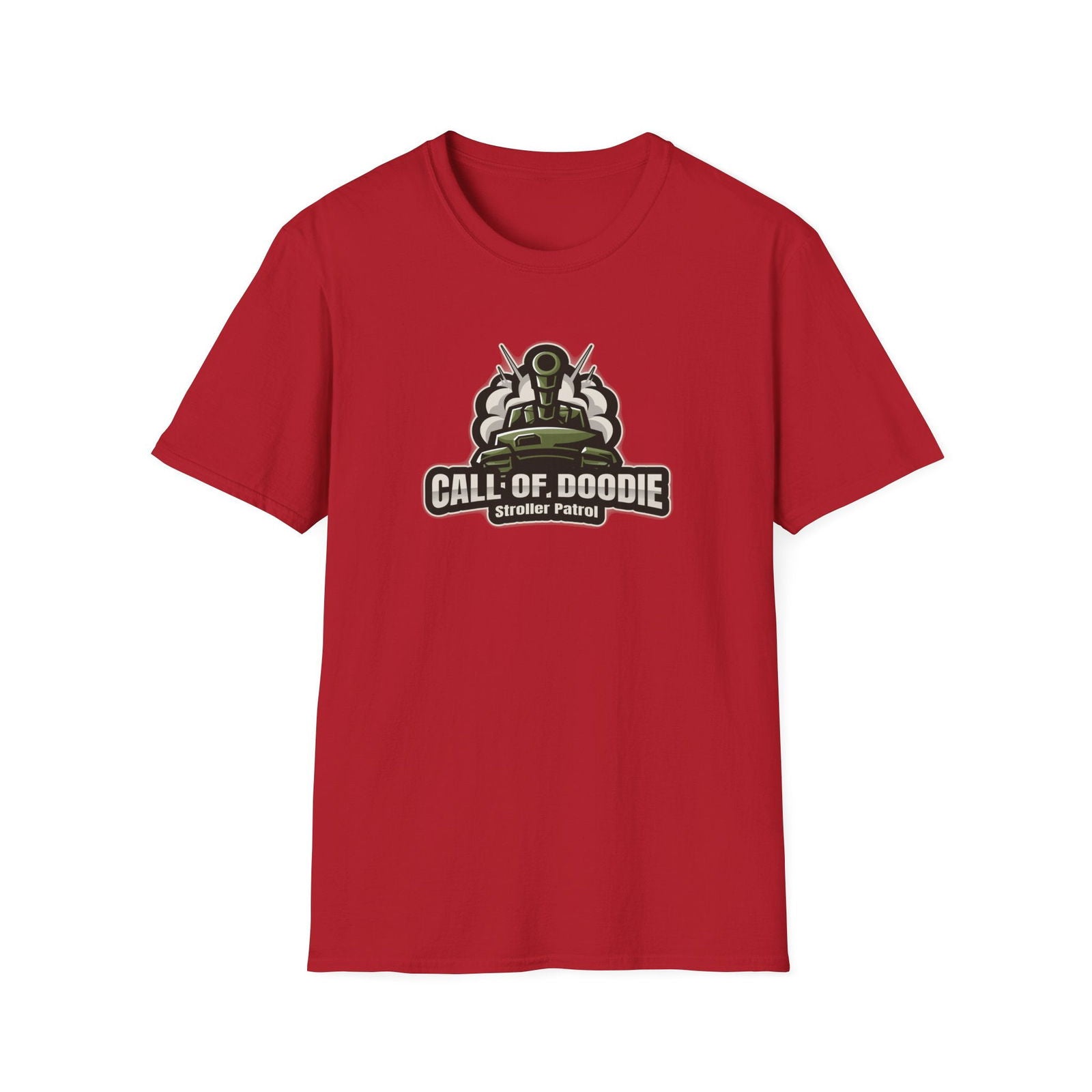 Call of Doodie Stroller Patrol Dad Bod Joke Unisex Softstyle T-Shirt - Dad Bod Streetwear - 