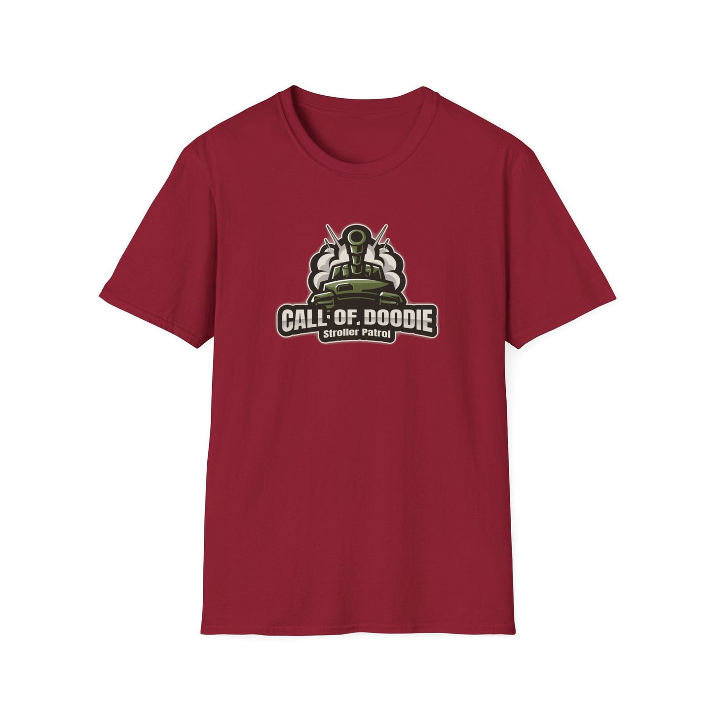 Call of Doodie Stroller Patrol Dad Bod Joke Unisex Softstyle T-Shirt - Dad Bod Streetwear - 