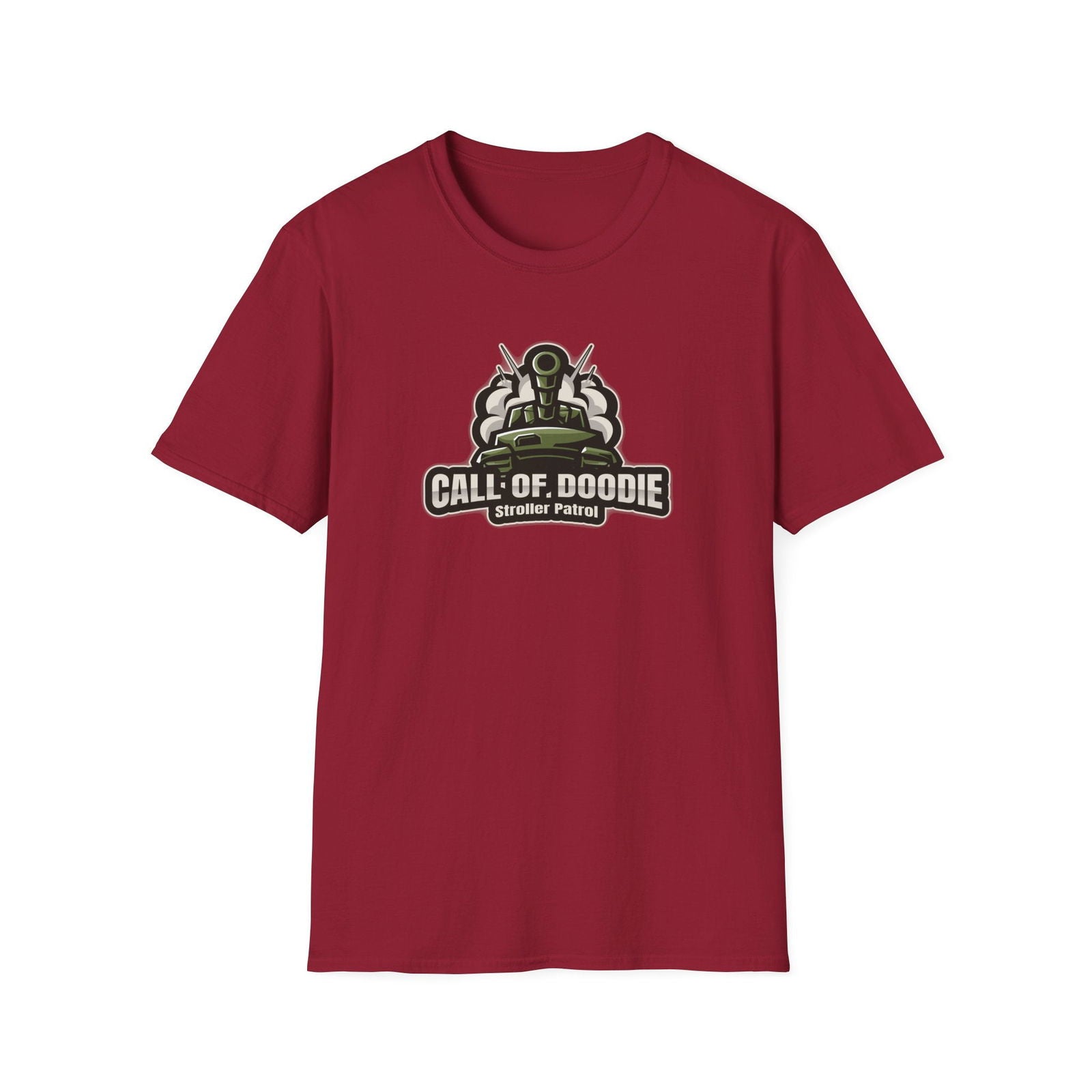 Call of Doodie Stroller Patrol Dad Bod Joke Unisex Softstyle T-Shirt - Dad Bod Streetwear - 