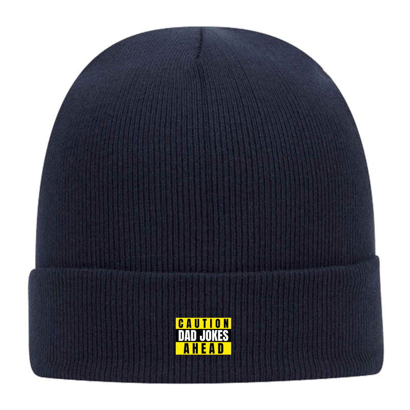 Caution Dad Jokes Ahead Classic Knit Beanie w/ Cuff - Dad Bod Streetwear