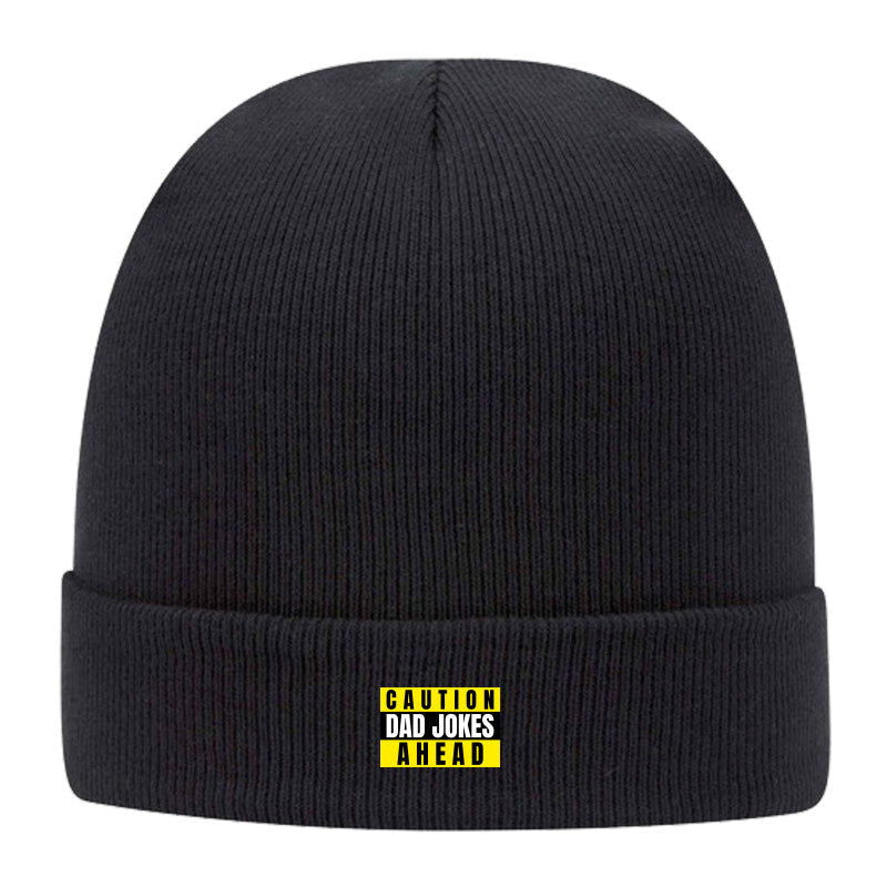 Caution Dad Jokes Ahead Classic Knit Beanie w/ Cuff - Dad Bod Streetwear