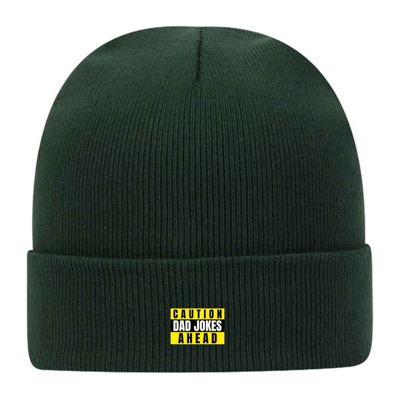 Caution Dad Jokes Ahead Classic Knit Beanie w/ Cuff - Dad Bod Streetwear
