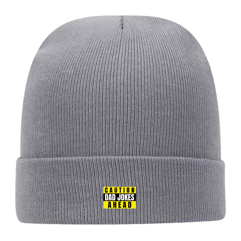 Caution Dad Jokes Ahead Classic Knit Beanie w/ Cuff - Dad Bod Streetwear