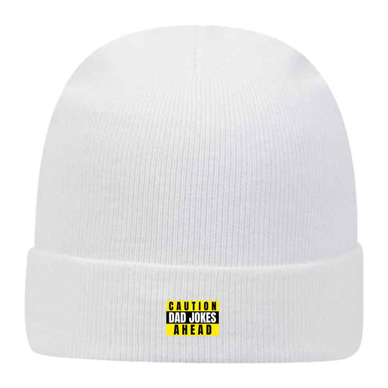 Caution Dad Jokes Ahead Classic Knit Beanie w/ Cuff - Dad Bod Streetwear