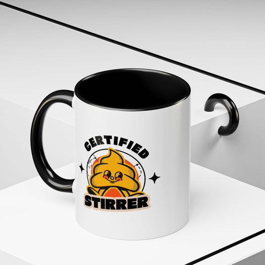 Certified Sh*t Stirrer Accent Coffee Mug (11, 15oz) - Dad Bod Streetwear - 