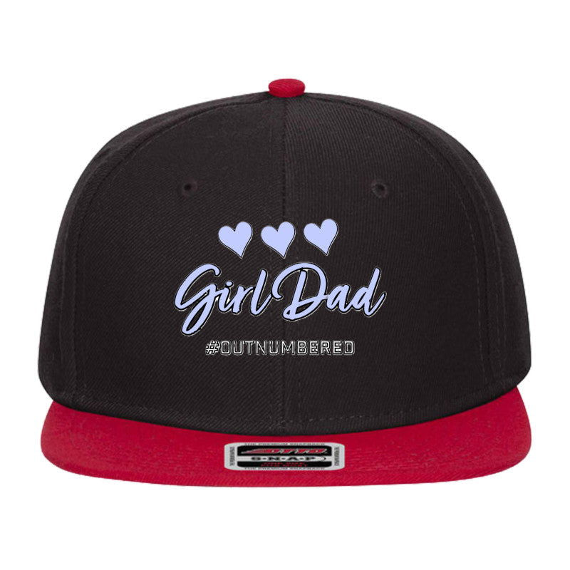 Girl Dad #outnumbered Mid Profile Snapback Hat - Dad Bod Streetwear - 
