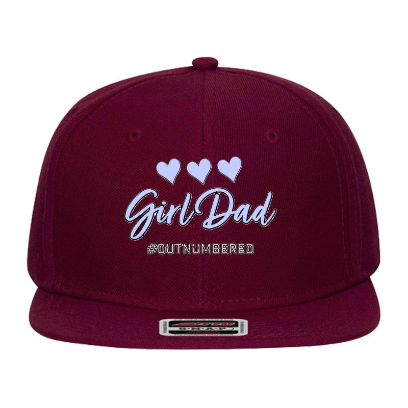 Girl Dad #outnumbered Mid Profile Snapback Hat - Dad Bod Streetwear - 