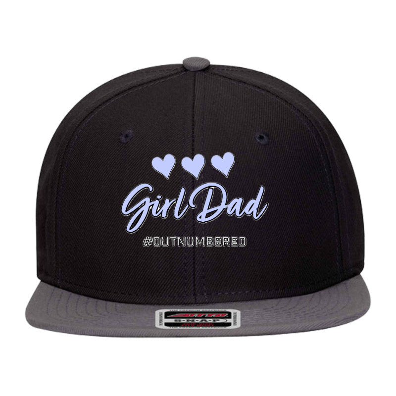 Girl Dad #outnumbered Mid Profile Snapback Hat - Dad Bod Streetwear - 
