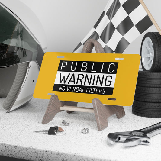 Public Warning Dad Joke Vanity Plate - Dad Bod Streetwear - 