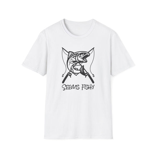 Seems Fishy Dad Joke Unisex Softstyle T-Shirt - Dad Bod Streetwear - 