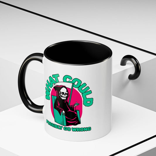 What Could Possibly Go Wrong Accent Coffee Mug (11, 15oz) - Dad Bod Streetwear - 