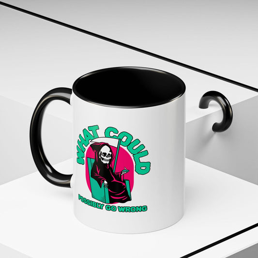 What Could Possibly Go Wrong Accent Coffee Mug (11, 15oz) - Dad Bod Streetwear - 
